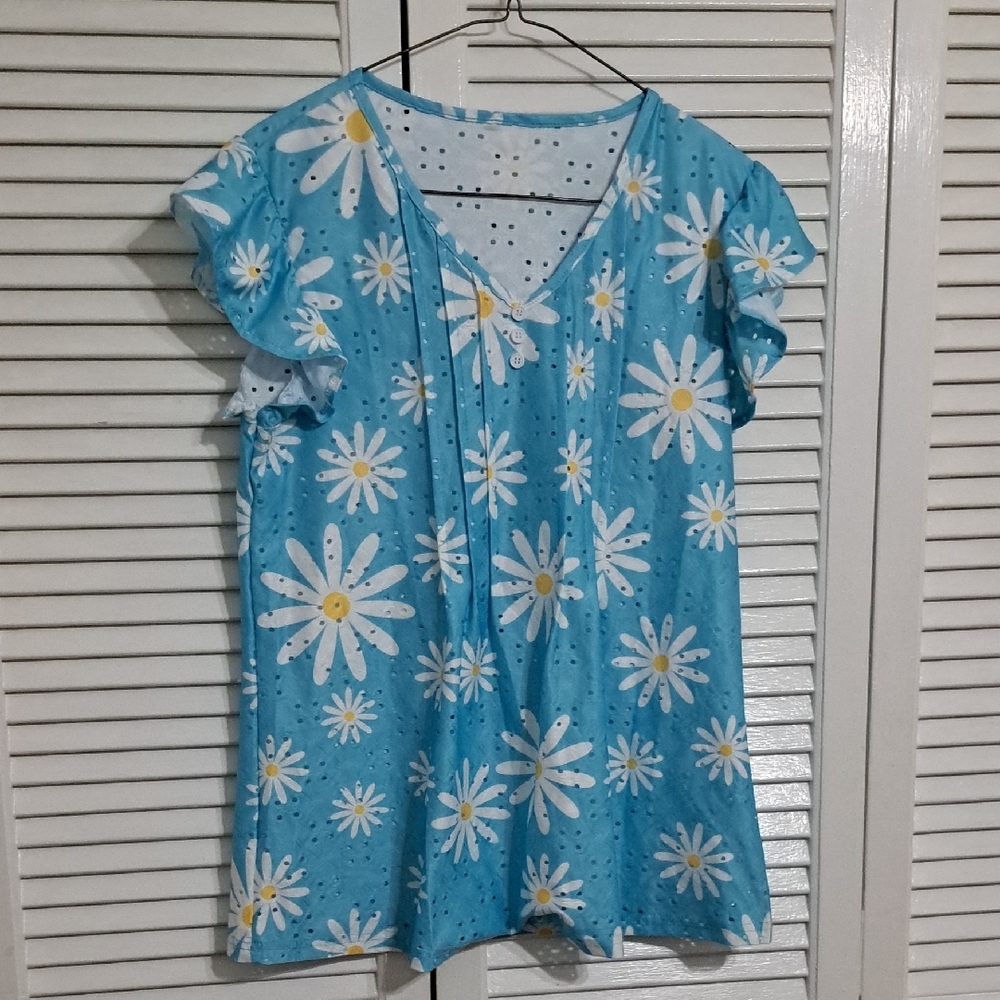 Blue Floral Women's Top